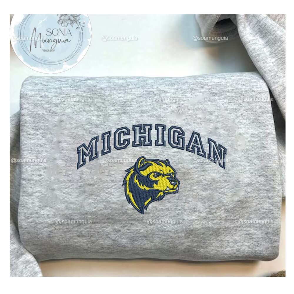 Michigan Wolverines Embroidered Sweatshirt shirt Crewneck – NCAA College Footbal